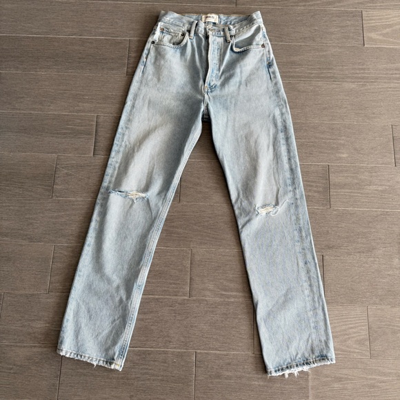 AGOLDE Fitted 90s Straight Leg Jeans 24 PINCH FLSHBK High Rise Distressed Rigid - Picture 14 of 16